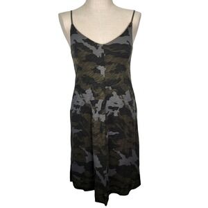 ATM Anthony Thomas Melillo Camo Cotton Slub Jersey Slip Dress S Green Lined